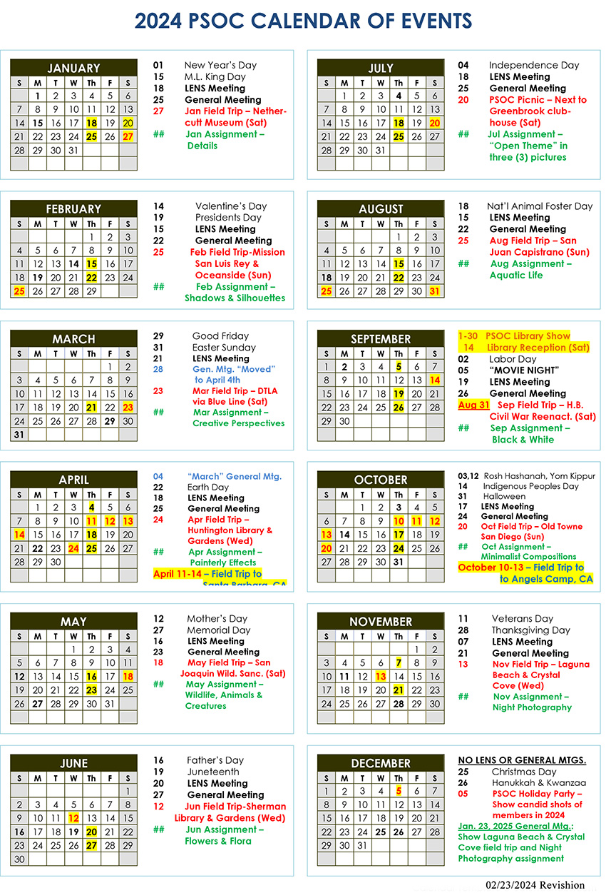 PSOC Calendar